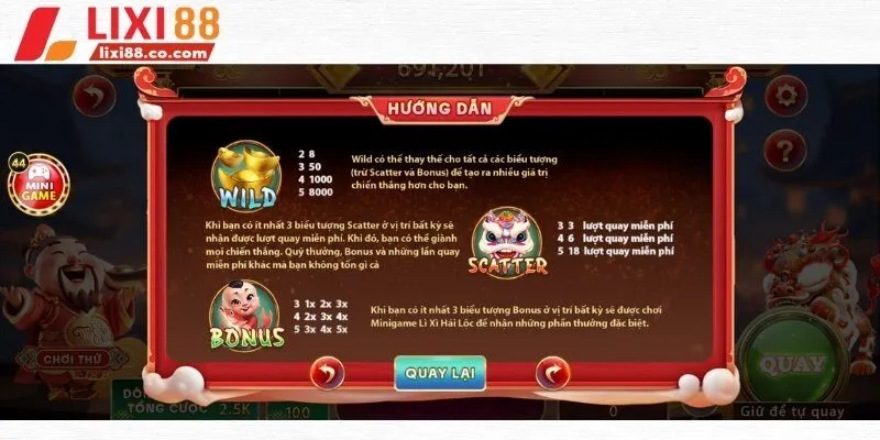 3 tính năng Wild, Scatter và Bonus đặc biệt trong thần tài nổ hũ