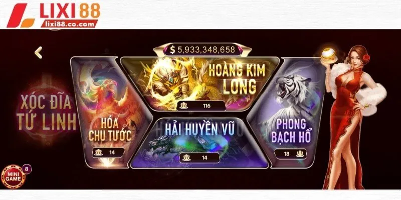 Tứ linh xóc đĩa phát triển cải tiến dựa trên trò chơi xóc đĩa truyền thống