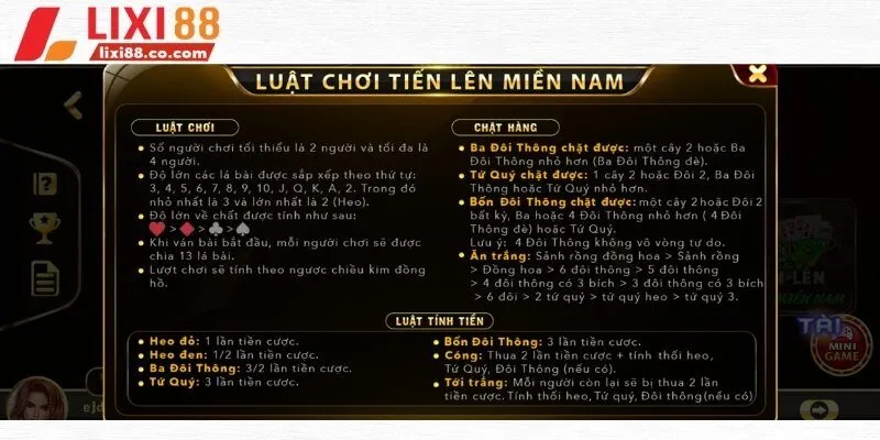 Quy tắc đặc biệt cần nắm trong bài tiến lên phiên bản miền Nam